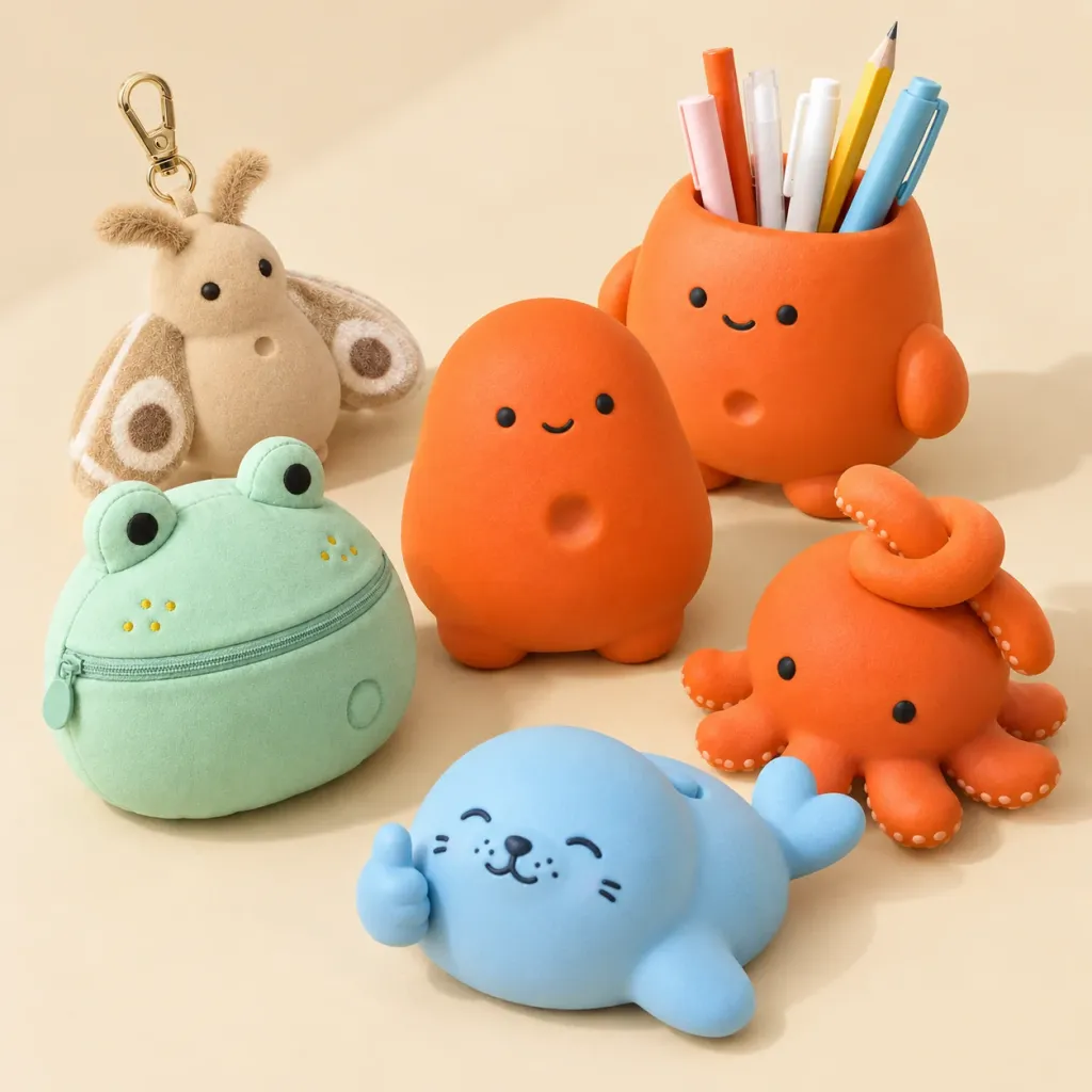 A mix of WOVARK characters, pouches and charms