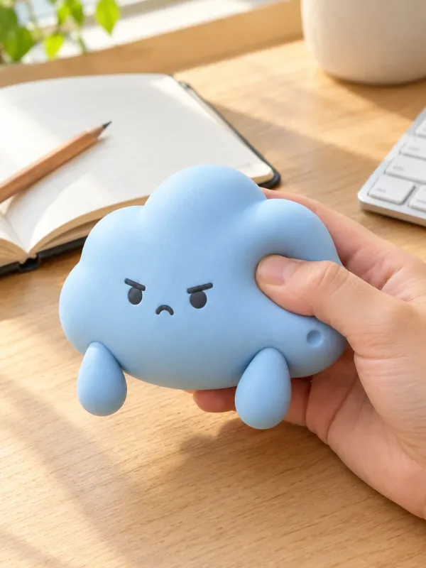 Grumble Cloud on a desk
