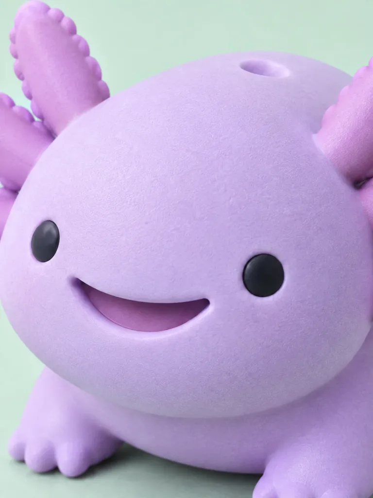 Pip the Axolotl, close-up of the surface and dent