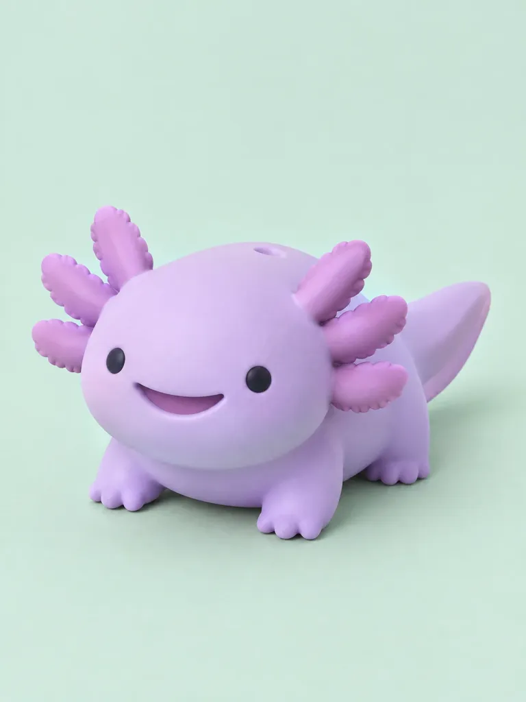 Pip the Axolotl in Lilac, front view