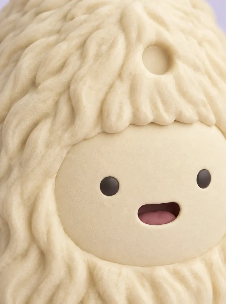 Tuftling Yeti, close-up of the surface and dent