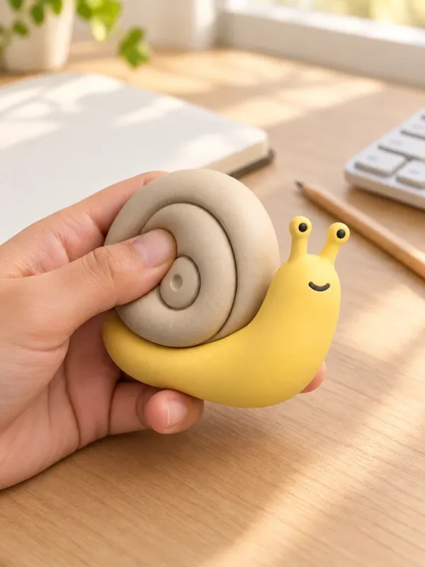 Snailbert on a desk