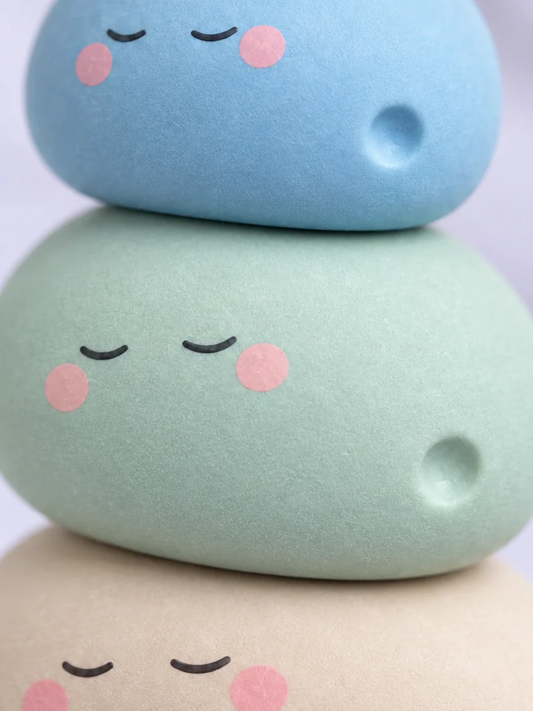 Pebble Pals — Set of 3, close-up of the surface and dent