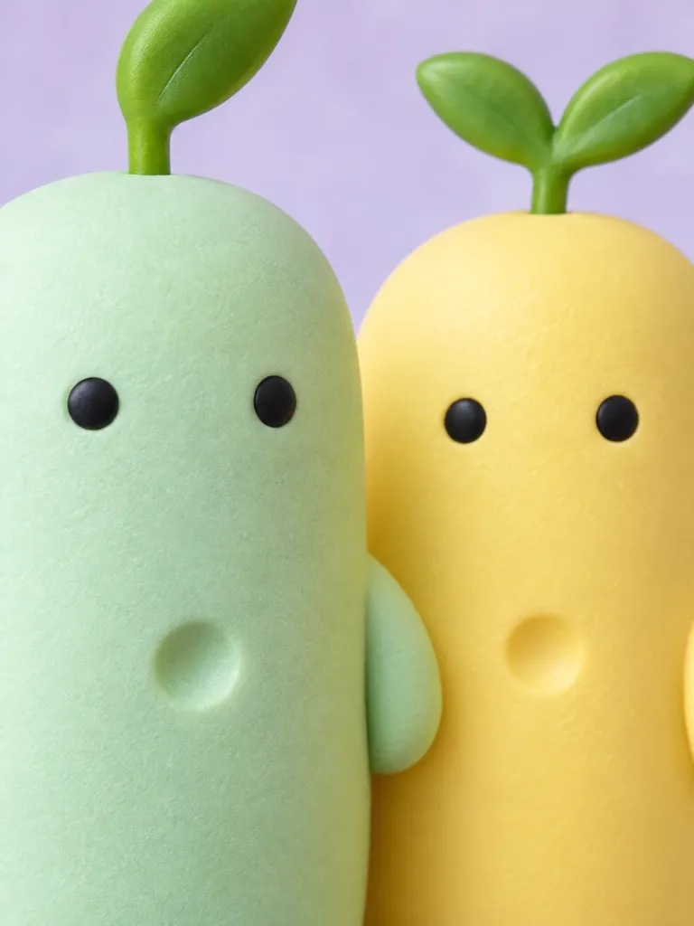 Sprout Twins — Set van 2, close-up van het oppervlak en de deuk