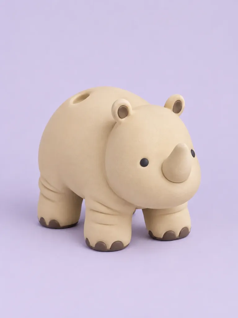 Rocky Rhino in Putty, front view