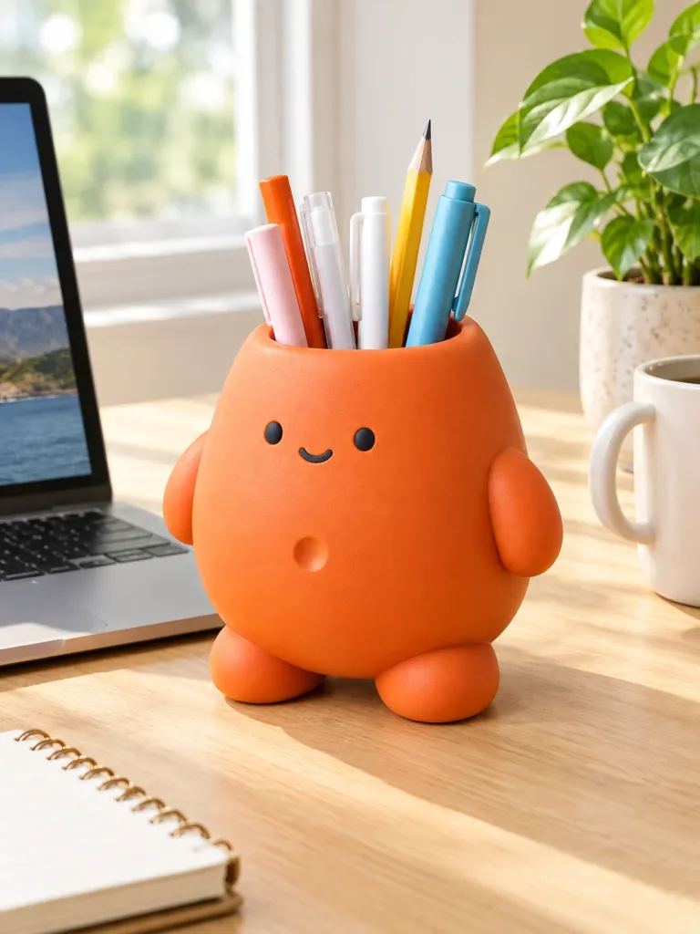 Puff Pennenpot op een bureau
