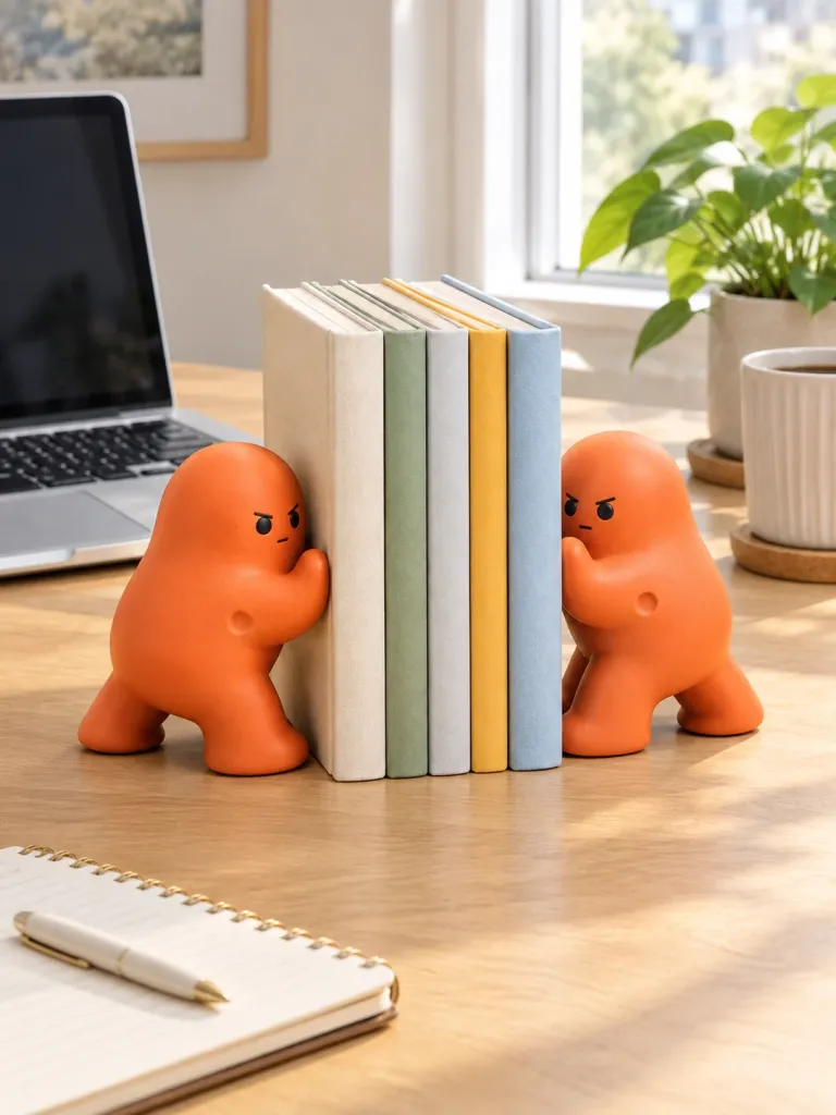Bookend Buddies — Par på et skrivebord