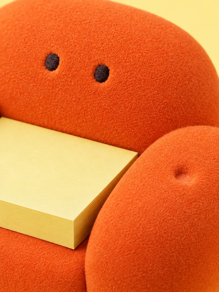 Sticky Note Sofa, close-up of the surface and dent