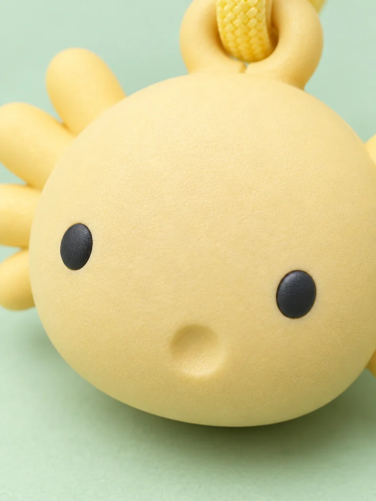 Axolotl Zip Pulls — Set of 3, close-up of the surface and dent