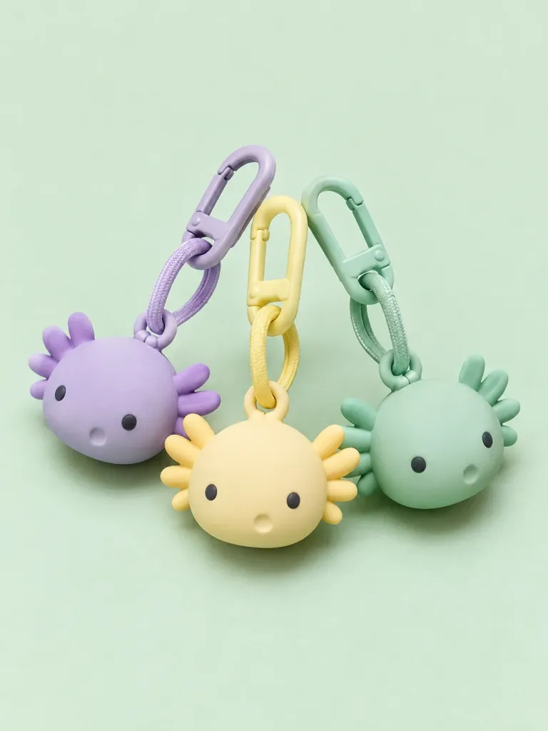 Axolotl Zip Pulls — Set of 3, front view