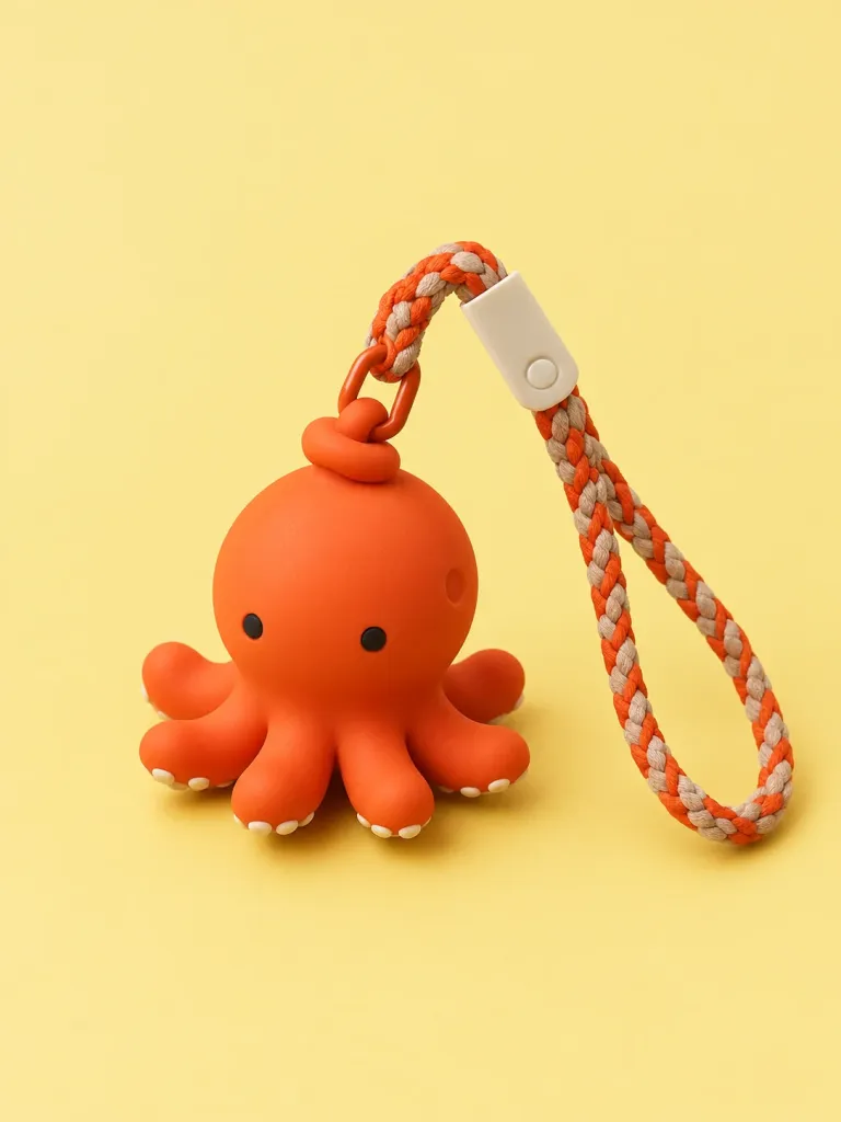 Octo Phone Strap in Tangerine, front view