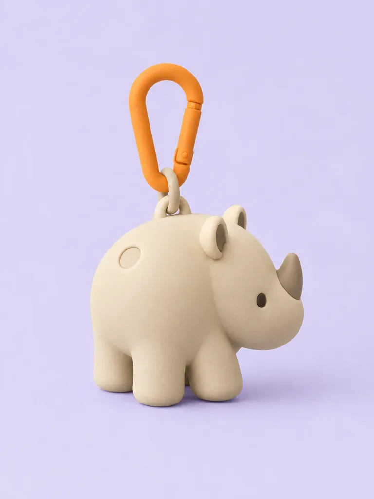 Rhino Carabiner Charm, back view