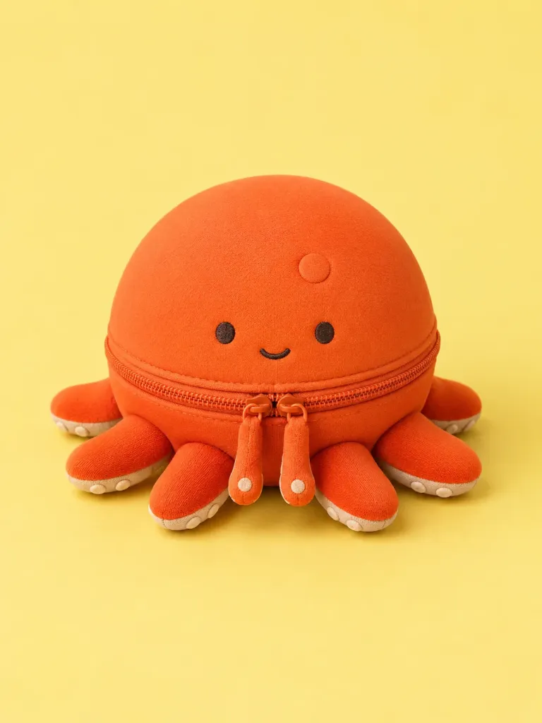 Octo Cable Pouch in Tangerine, front view