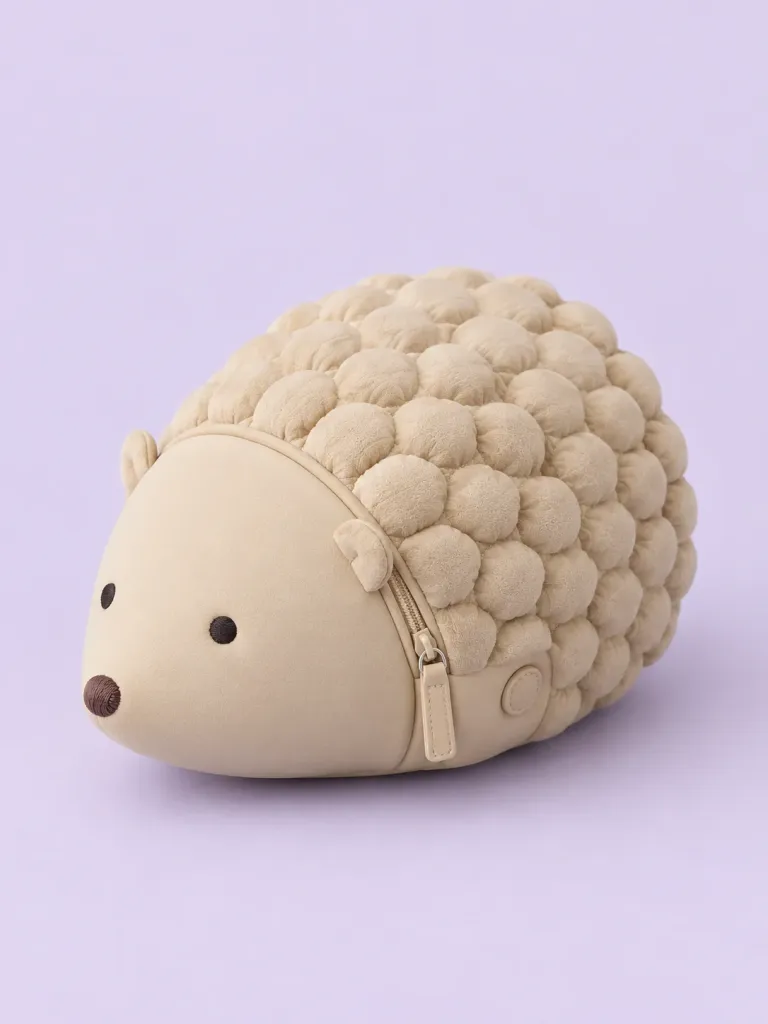 Hedgehog Quilt Pouch in Putty, front view