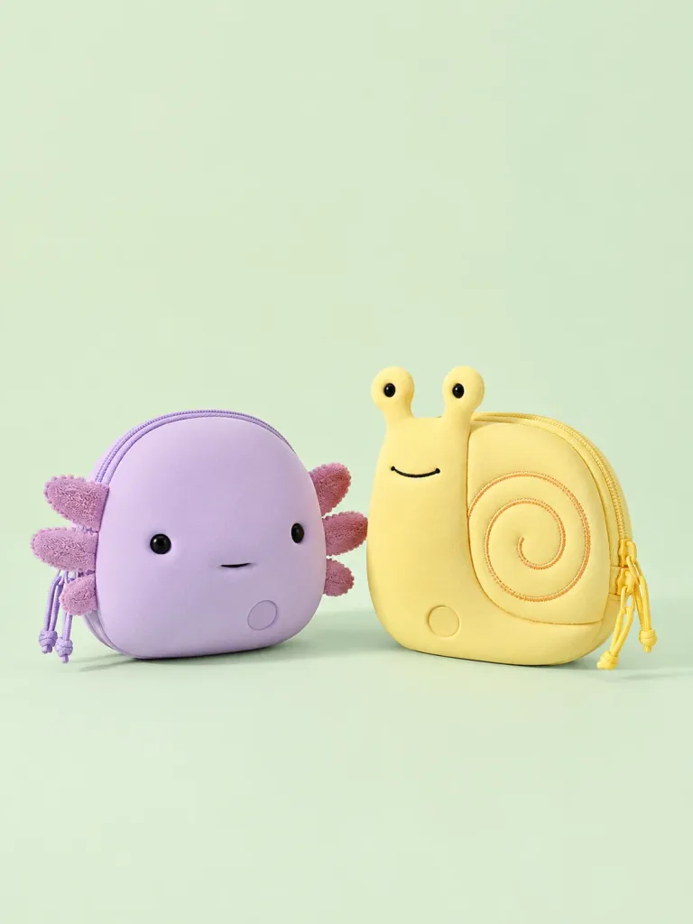 Pouch Pair: Axolotl & Snail — Set of 2, front view